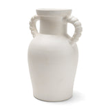 Trenza Large White Ceramic Vase w/ Twisted Handles by Mercana at Eve Furniture