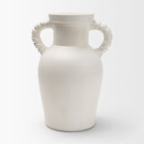 Trenza Large White Ceramic Vase w/ Twisted Handles by Mercana at Eve Furniture