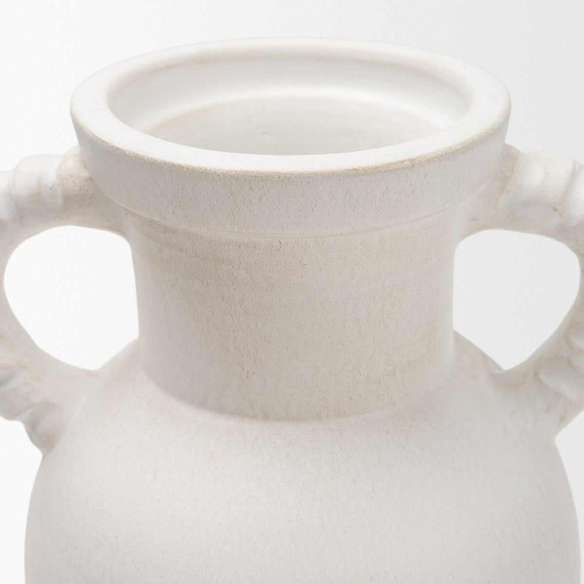 Trenza Large White Ceramic Vase w/ Twisted Handles by Mercana at Eve Furniture