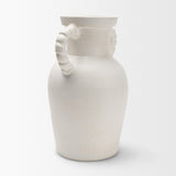 Trenza Large White Ceramic Vase w/ Twisted Handles by Mercana at Eve Furniture