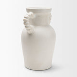 Trenza Small White Ceramic Vase w/ Twisted Handles by Mercana at Eve Furniture