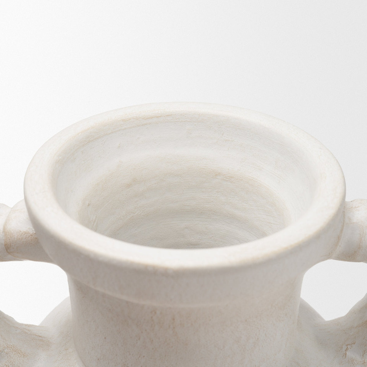 Trenza Small White Ceramic Vase w/ Twisted Handles by Mercana at Eve Furniture