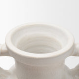 Trenza Small White Ceramic Vase w/ Twisted Handles by Mercana at Eve Furniture