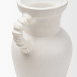 Trenza Small White Ceramic Vase w/ Twisted Handles by Mercana at Eve Furniture