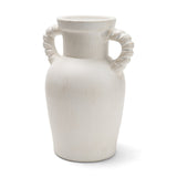 Trenza Small White Ceramic Vase w/ Twisted Handles by Mercana at Eve Furniture