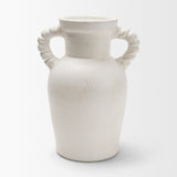 Trenza Small White Ceramic Vase w/ Twisted Handles by Mercana at Eve Furniture