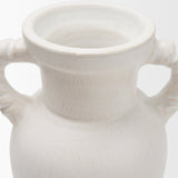 Trenza Small White Ceramic Vase w/ Twisted Handles by Mercana at Eve Furniture