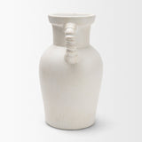 Trenza Small White Ceramic Vase w/ Twisted Handles by Mercana at Eve Furniture