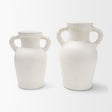 Trenza Small White Ceramic Vase w/ Twisted Handles by Mercana at Eve Furniture