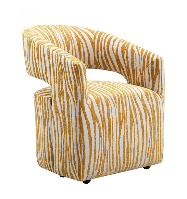 Tresa Masked Weaver Yellow Arm Chair w/ Casters by Furniture of America at Eve Furniture