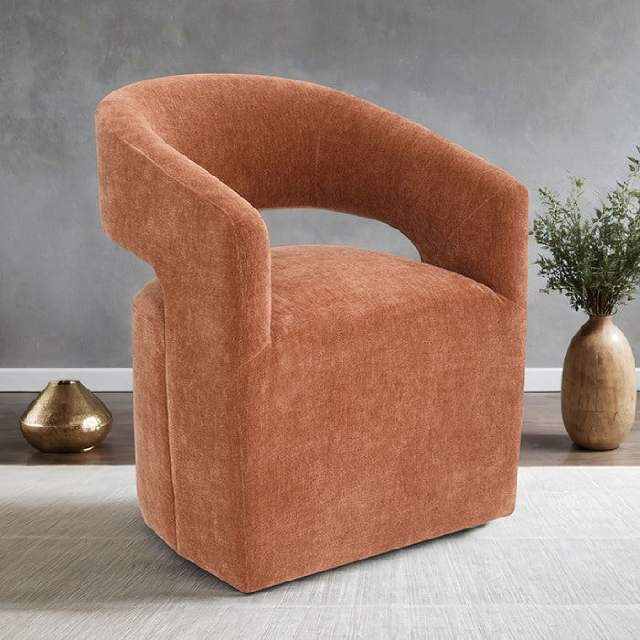 Tresa Rustic Orange Arm Chair with Casters by Furniture of America at Eve Furniture