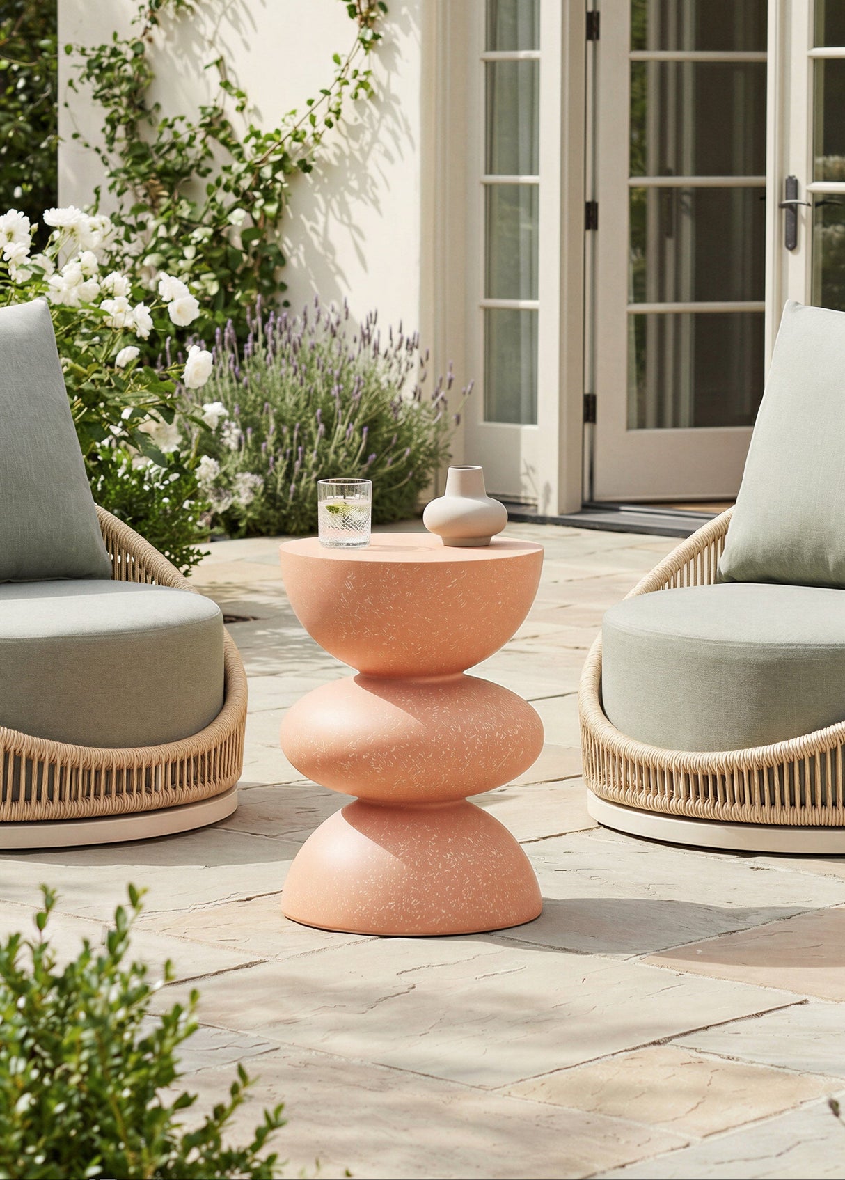 Tressa Terracotta Outdoor Side Table by Zuomod at Eve Furniture