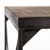 Trestman II 24" x 22.5" Square Top Medium Brown Wood and Iron Cross Braced End/Side Table by Mercana at Eve Furniture