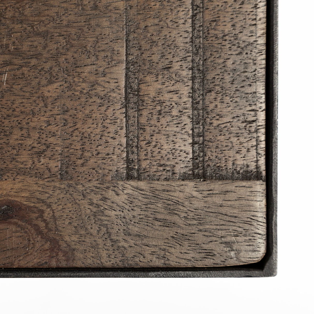 Trestman II Square Top Medium Brown Wood and Iron Cross Braced End/Side Table by Mercana at Eve Furniture