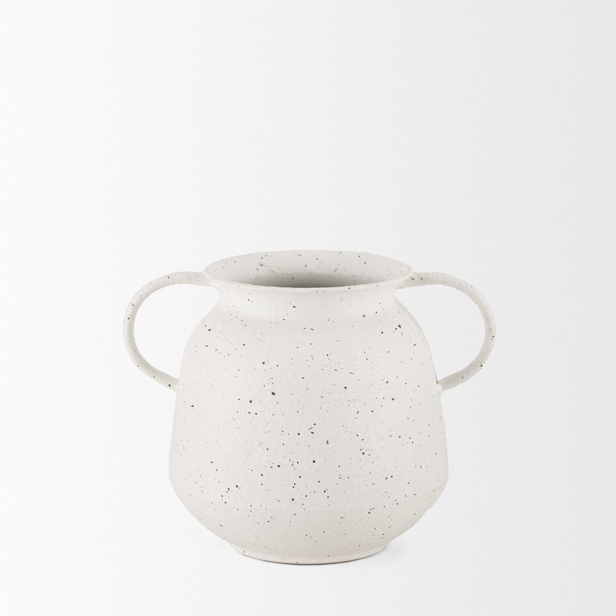 Treva Small White w/ Black Speckles Metal Vase by Mercana at Eve Furniture