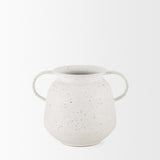 Treva Small White w/ Black Speckles Metal Vase by Mercana at Eve Furniture