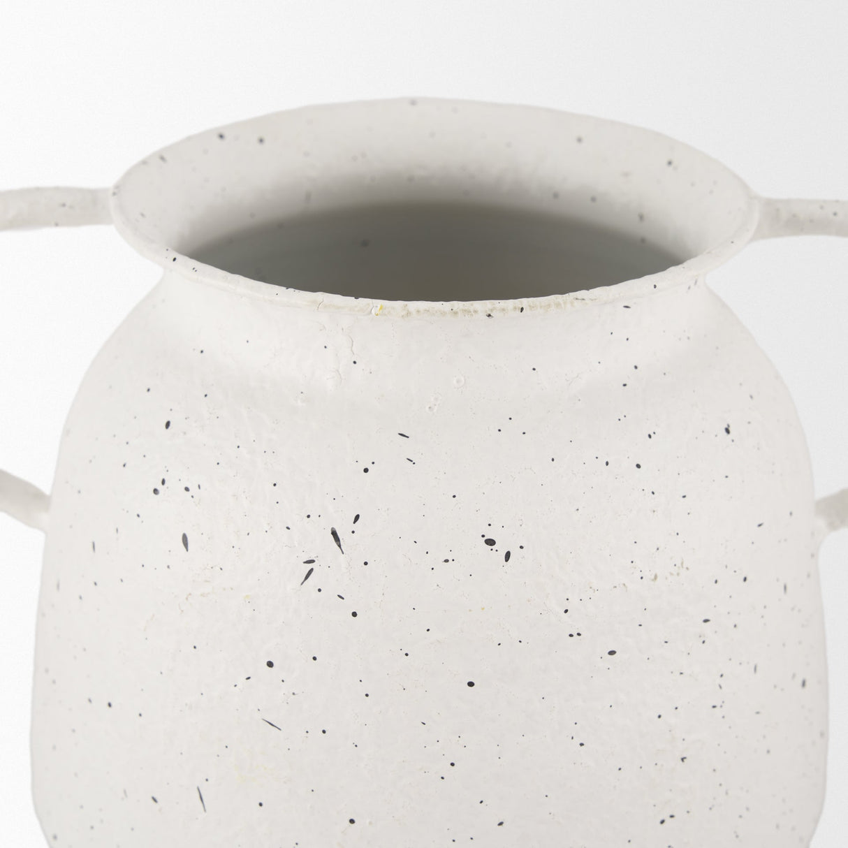 Treva Small White w/ Black Speckles Metal Vase by Mercana at Eve Furniture