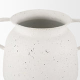 Treva Small White w/ Black Speckles Metal Vase by Mercana at Eve Furniture