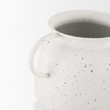 Treva Small White w/ Black Speckles Metal Vase by Mercana at Eve Furniture