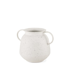 Treva Small White w/ Black Speckles Metal Vase by Mercana at Eve Furniture