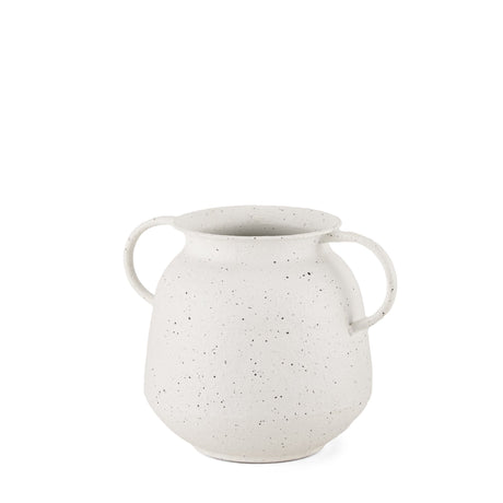 Treva Small White w/ Black Speckles Metal Vase by Mercana at Eve Furniture