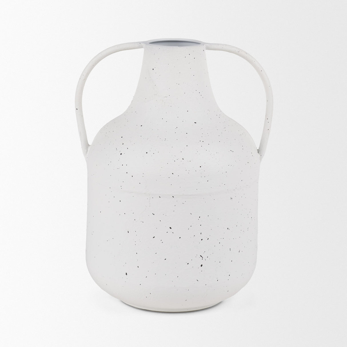 Treva Tall White w/ Black Speckles Metal Vase by Mercana at Eve Furniture