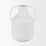 Treva Tall White w/ Black Speckles Metal Vase by Mercana at Eve Furniture