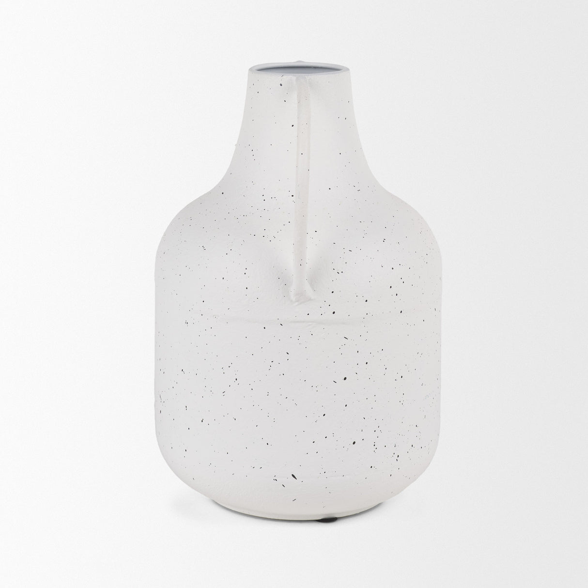 Treva Tall White w/ Black Speckles Metal Vase by Mercana at Eve Furniture
