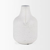 Treva Tall White w/ Black Speckles Metal Vase by Mercana at Eve Furniture
