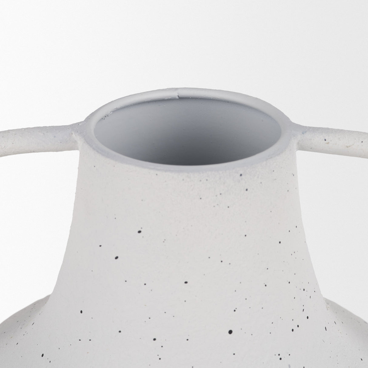 Treva Tall White w/ Black Speckles Metal Vase by Mercana at Eve Furniture