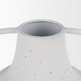 Treva Tall White w/ Black Speckles Metal Vase by Mercana at Eve Furniture