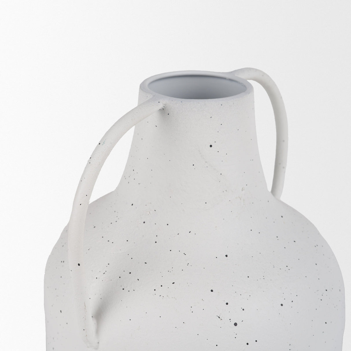 Treva Tall White w/ Black Speckles Metal Vase by Mercana at Eve Furniture