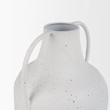 Treva Tall White w/ Black Speckles Metal Vase by Mercana at Eve Furniture
