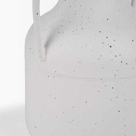 Treva Tall White w/ Black Speckles Metal Vase by Mercana at Eve Furniture