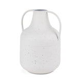 Treva Tall White w/ Black Speckles Metal Vase by Mercana at Eve Furniture