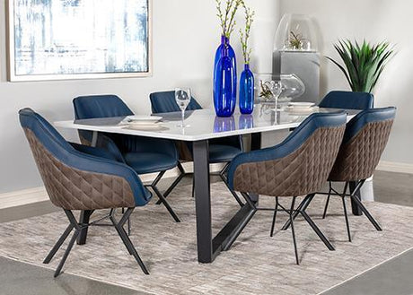 Trevon Upholstered Tufted Side Chairs (Set of 2) Blue/Brown by Coaster at Eve Furniture