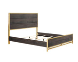 Trevor Brown and Gold King Panel Bed by Crown Mark at Eve Furniture