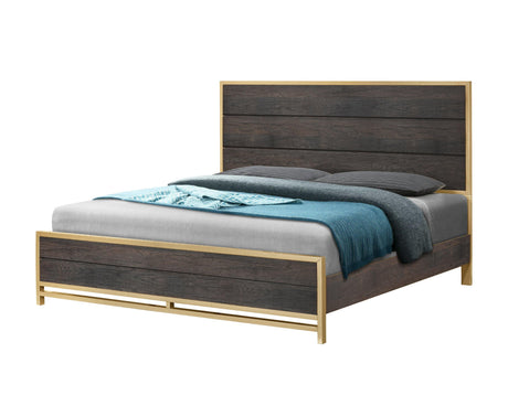 Trevor Brown and Gold King Panel Bed by Crown Mark at Eve Furniture