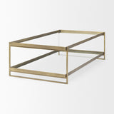 Trey 56.0L x 32.0W x 17.0H Gold Metal W/Glass Coffee table by Mercana at Eve Furniture