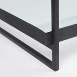 Trey 56"L x 32"W x 17"H Black Metal W/Glass Coffee Table by Mercana at Eve Furniture