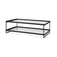 Trey 56"L x 32"W x 17"H Black Metal W/Glass Coffee Table by Mercana at Eve Furniture