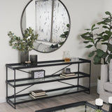 Trey 72.0"L x 16.0"W x 30.0"H Black Metal W/Glass Console Table by Mercana at Eve Furniture