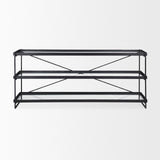 Trey 72.0"L x 16.0"W x 30.0"H Black Metal W/Glass Console Table by Mercana at Eve Furniture
