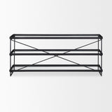 Trey 72.0"L x 16.0"W x 30.0"H Black Metal W/Glass Console Table by Mercana at Eve Furniture