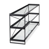 Trey 72.0"L x 16.0"W x 30.0"H Black Metal W/Glass Console Table by Mercana at Eve Furniture