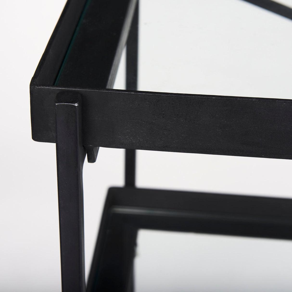 Trey 72.0"L x 16.0"W x 30.0"H Black Metal W/Glass Console Table by Mercana at Eve Furniture