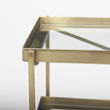 Trey 72.0L x 16.0W x 30.0H Gold Metal W/Glass Console Table by Mercana at Eve Furniture
