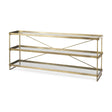 Trey 72.0L x 16.0W x 30.0H Gold Metal W/Glass Console Table by Mercana at Eve Furniture