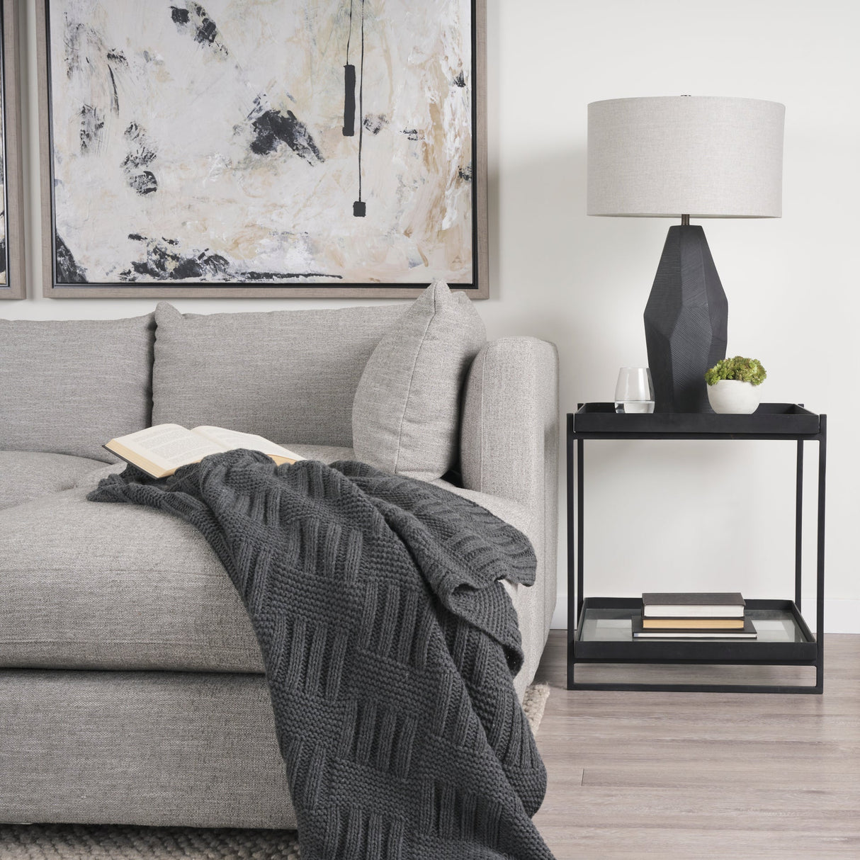 Trey Black Metal W/Glass Accent Table by Mercana at Eve Furniture