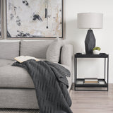 Trey Black Metal W/Glass Accent Table by Mercana at Eve Furniture